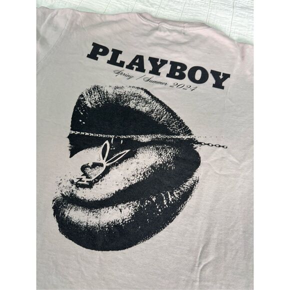 Homme + Femme Playboy Tongue Tied  Heavy Weight T-Shirt Men’s Sz Large Tan Beige - Picture 5 of 6